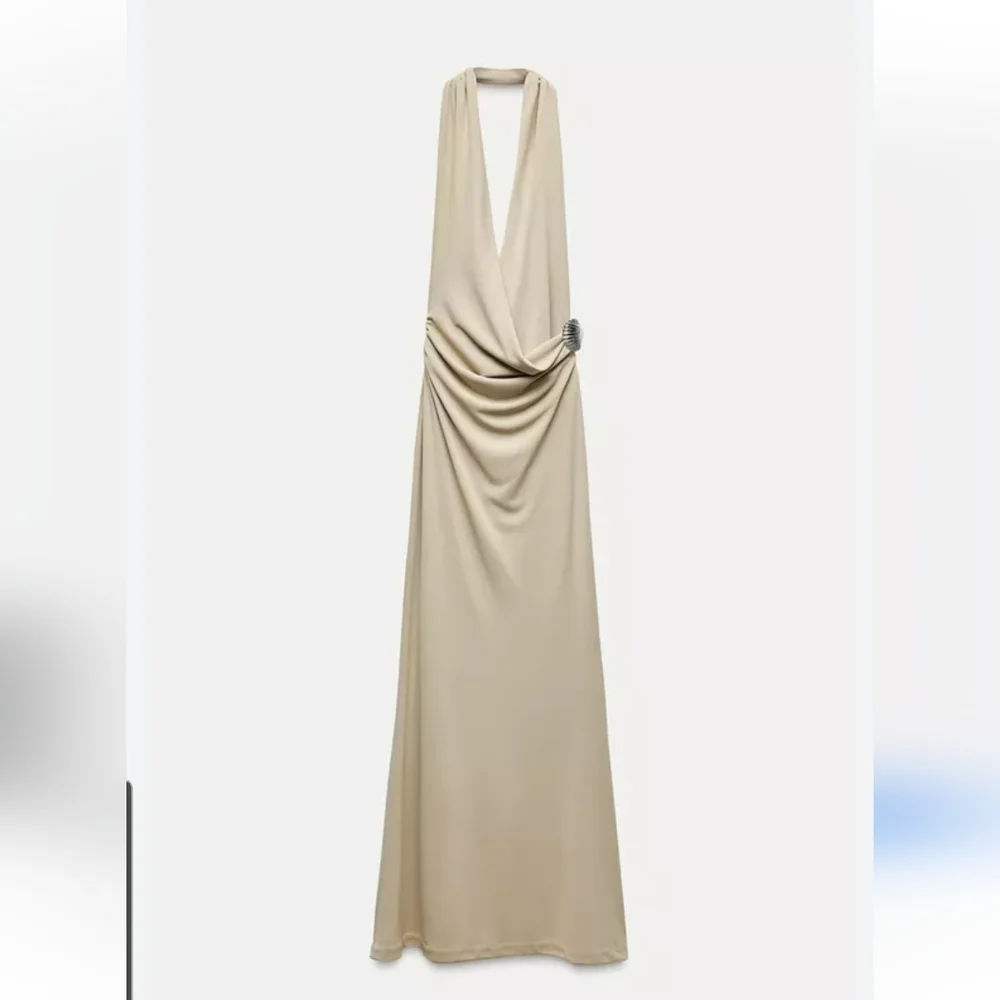 Zara Shell Halter Maxi Dress Size M ans XS - Picture 14 of 16